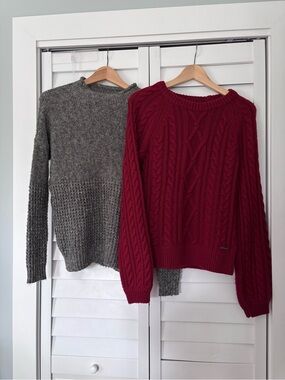 Abercrombie & Fitch & American Eagle Sweater Bundle - Burgundy, Green